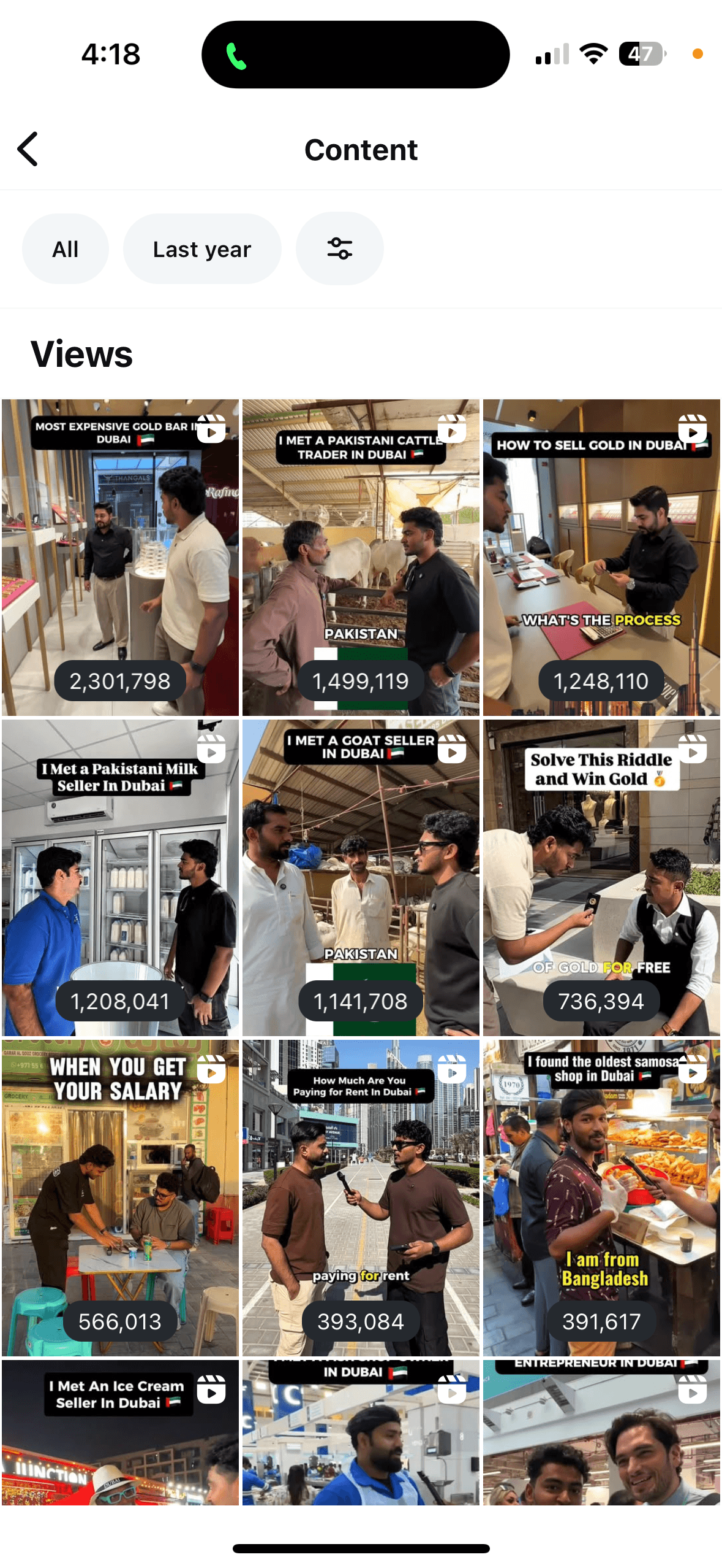 Instagram 90 day views summary screenshot